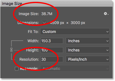 کاهش اندازه وضوح چاپ در کادر محاوره ای اندازه تصویر هیچ تاثیری بر اندازه فایل تصویر ندارد