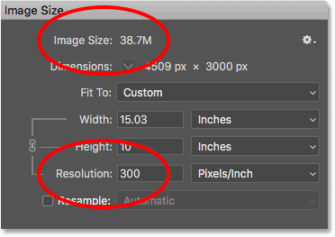 افزایش رزولوشن چاپ در کادر محاوره ای image size تاثیری بر اندازه فایل تصویر ندارد