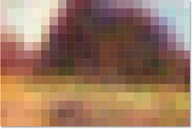 یک نمایش نزدیک از پیکسل تصویر، هر پیکسل یک رنگ واحد را نمایش می دهد